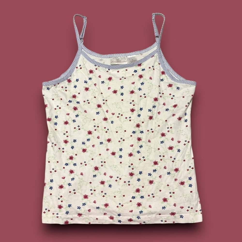 Vintage Floral Cotton Tank Top 90s Size Medium Cottagecore Farmers Daughter